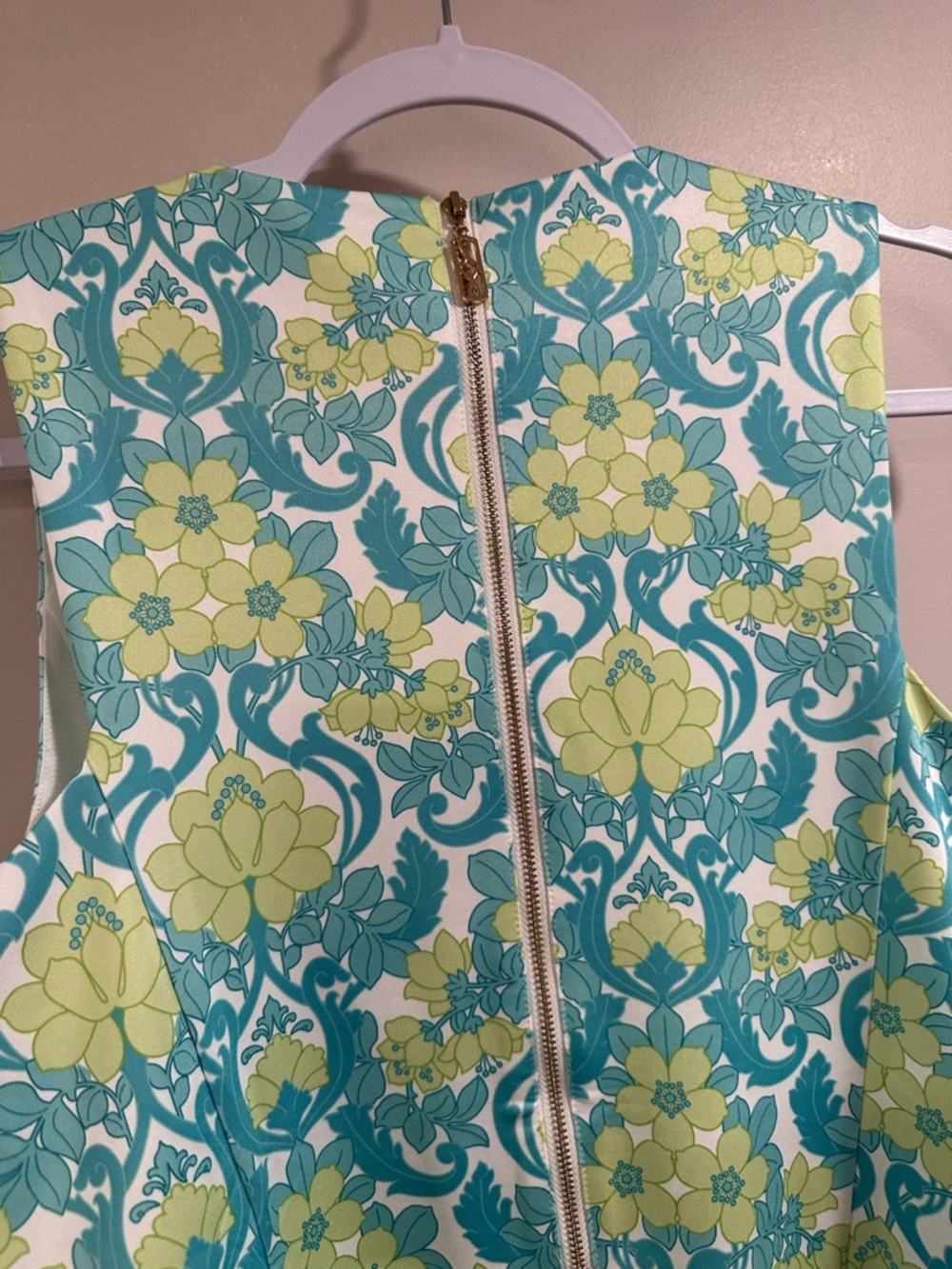 Jean-Pierre Klifa Paris Bridgit Shift Dress Wallpaper Floral Lime Green LargeNWT - Picture 9 of 14